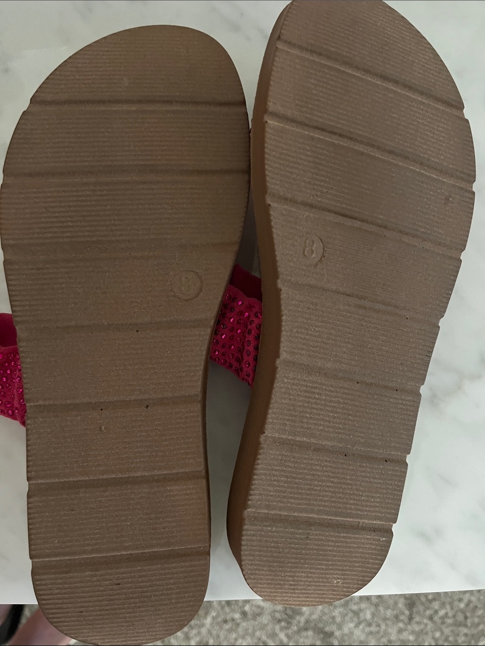 Corkys Hot Pink Rhinestone Double-Strap Slide Sandals - Picture 6 of 6